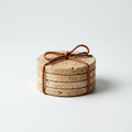 Round Stone Look Coaster Set with Leather Tie