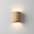 Wall Mounted Rounded Cylinder Light - Wood Finish Sconce