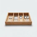 Rectangular Wooden Cutlery Tray - 5-Compartment Organizer
