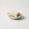Round Natural Stone Soap Dish with Drainage Grooves