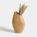 Asymmetrical Wooden Vase with Curved Body